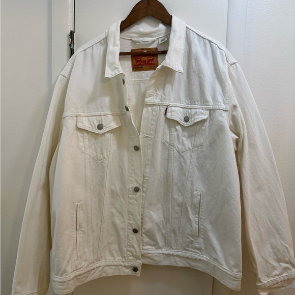 Levi's Men's White Denim Jacket Excellent Condition Size XXL Vintage Y2K Red Tab - Picture 2 of 15